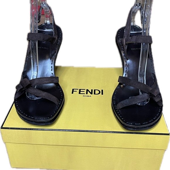 SALE!! Fendi Find! Dark Brown Leather High Heel Sandals,Size 39. Comes w/ Box - Picture 3 of 9